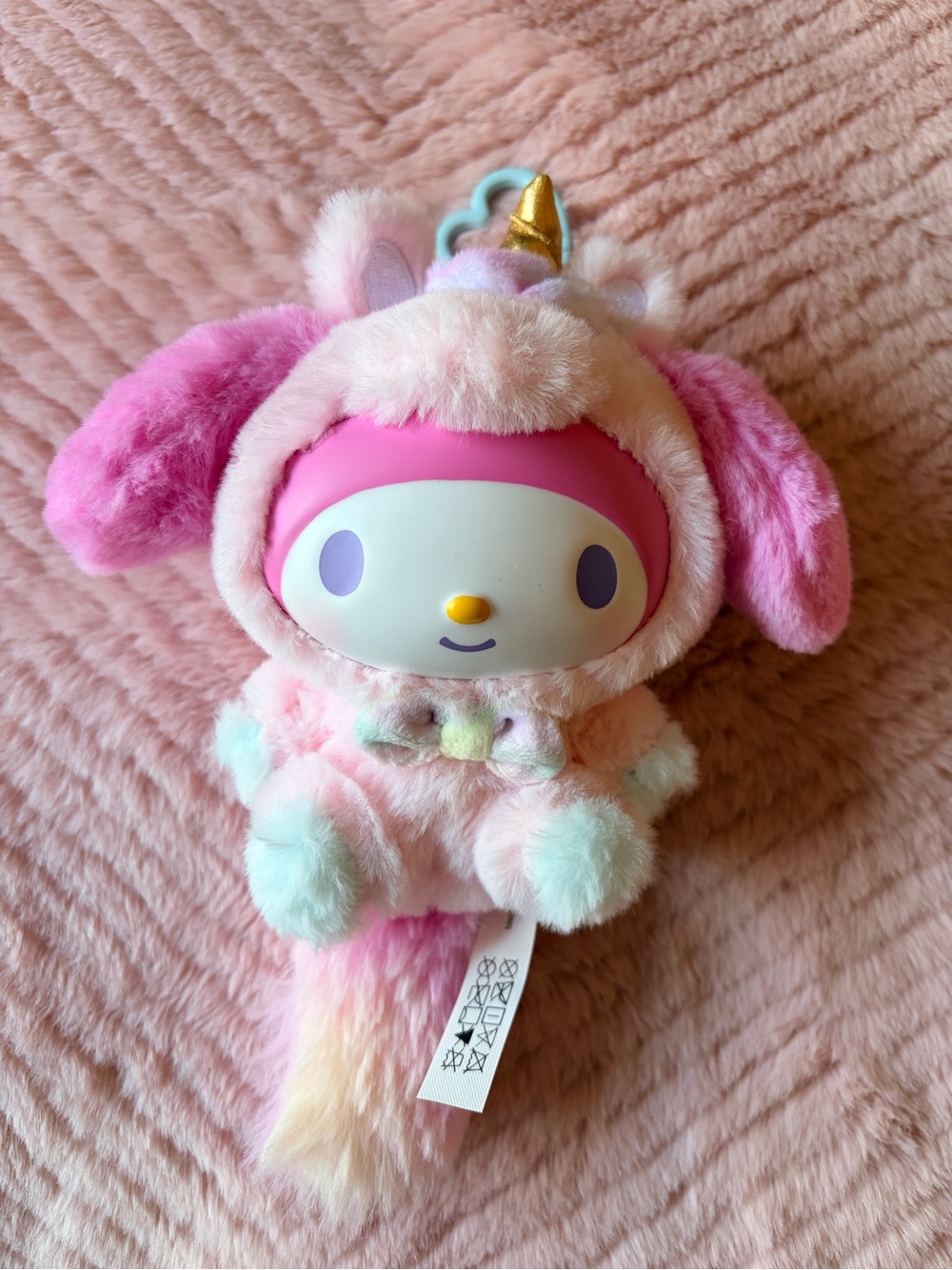 Sanrio My Melody Pastel Pink Unicorn Plush Keychain